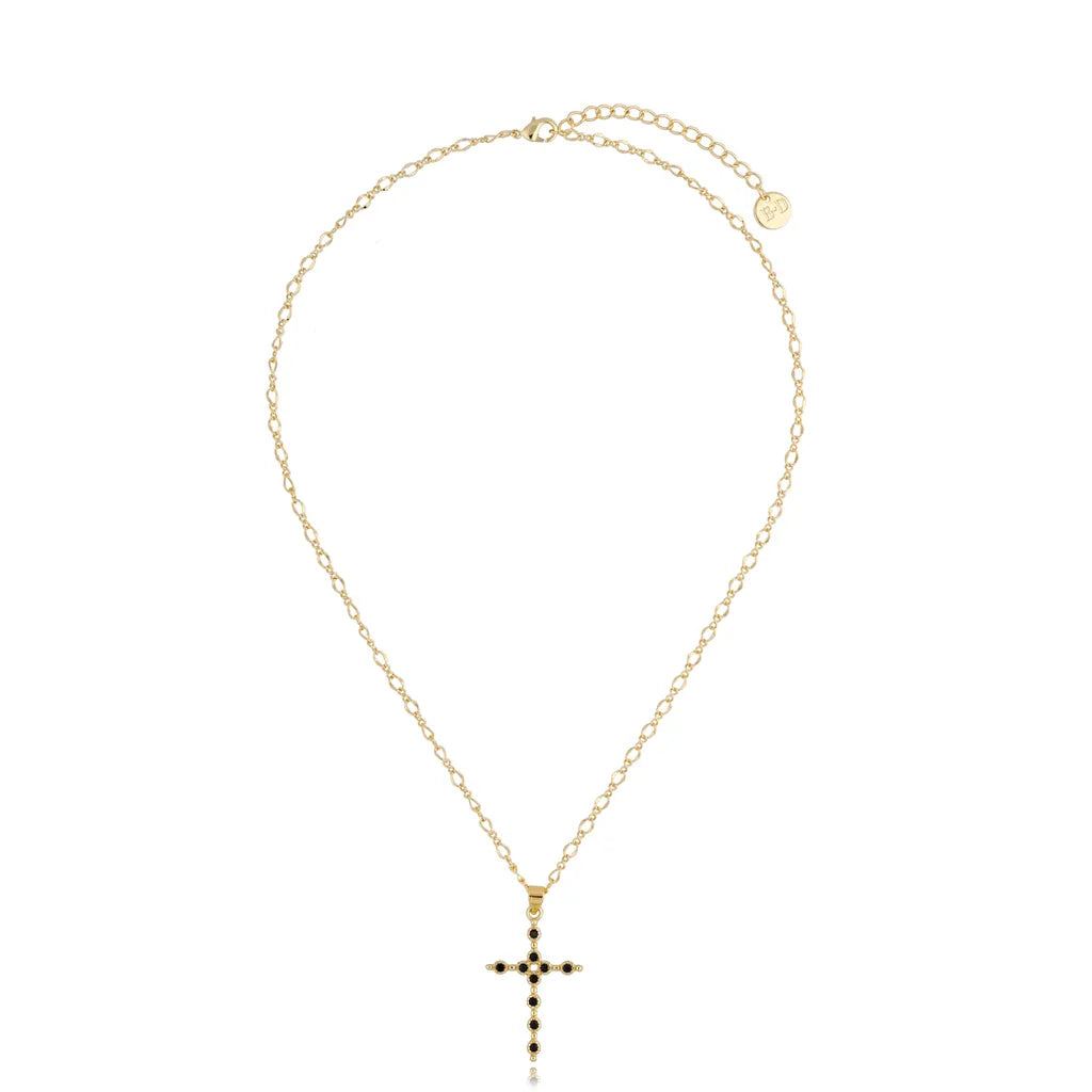 Madeline Black Cross Gold Necklace
