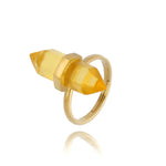 Synthetic Citrine Crystal Adjustable Gold Ring