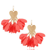Heart Shaped Satin Earrings in Coral