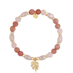 Pink Quartz Bracelet with Jadeite Stones