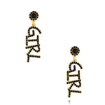 Girl Black Crystal Earrings