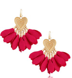 Heart Shaped Satin Earrings Fuchsia