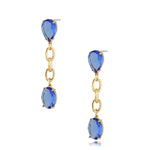 Marianne Blue Crystal Gold Dangle Earrings