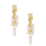 Long Earrings with Gold Knot and Pearls