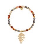 Gold Feather Pendant Colorful Bracelet