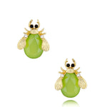 Lime Green Beetle Stud Earrings