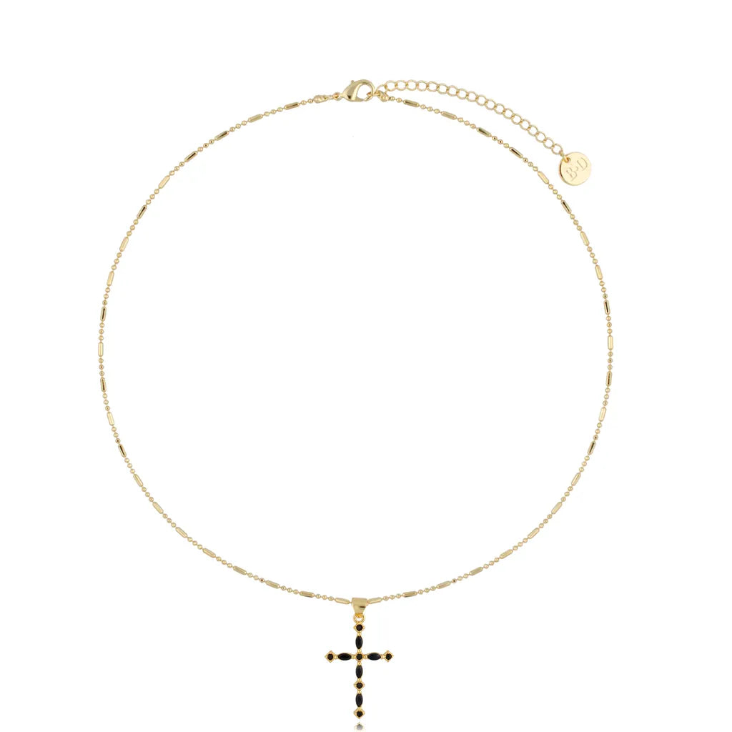 Josephine Cross Black Necklace