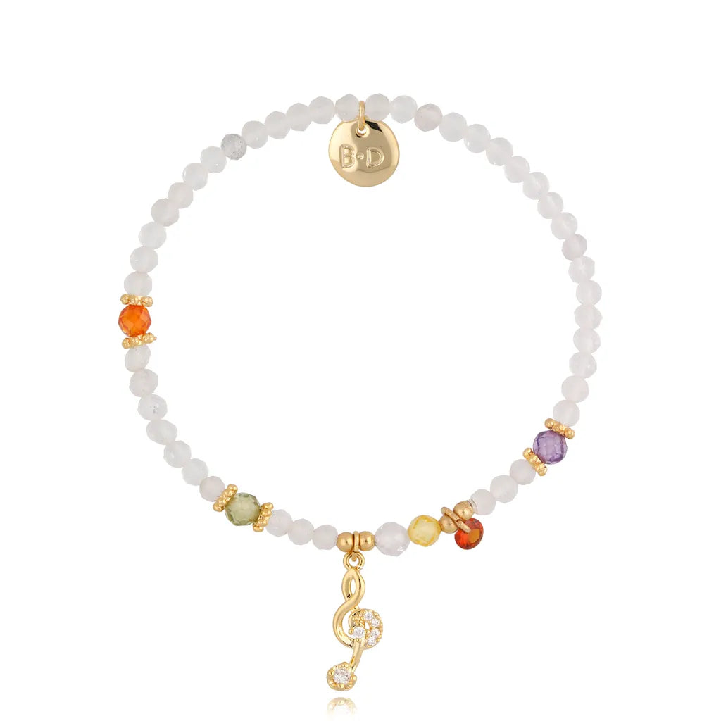 White Bracelet with Treble Clef Pendant