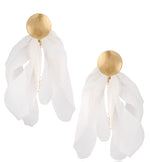 Chloe White Blossom Earrings with Gold Finish