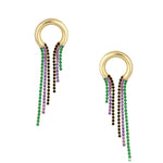 Green & Purple Crystal Dangle Earrings