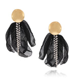 Chloe Black Blossom Matte Gold Finish Earrings