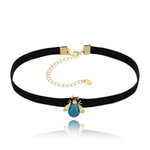 Matte Blue Crystal Beetle Choker