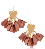 Heart Shaped Satin Earrings in Burnt Apricot
