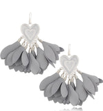 Heart Shaped Satin Earrings in Gray