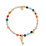 Gold Love Pendant Rainbow Zirconia Stone Bracelet