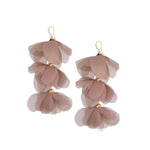 Dark Mauve Triple Silk Flower Earrings