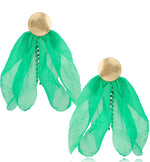 Chloe Kelly Green Blossom Earrings with Gold Finish