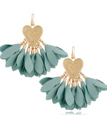 Heart Shaped Satin Earrings Sea Green