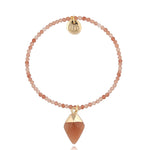 Strawberry Quartz Bracelet with Dimond Shaped Charm Stone