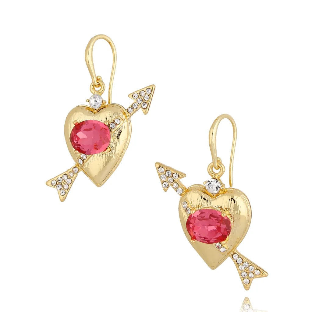 Shot an Arrow Through My Pink Gold Heart Earrings