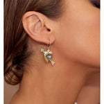 Shot an Arrow Through My Purple Green Heart Earrings