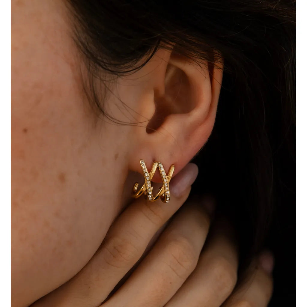 Zirconia Gold Pave Earrings
