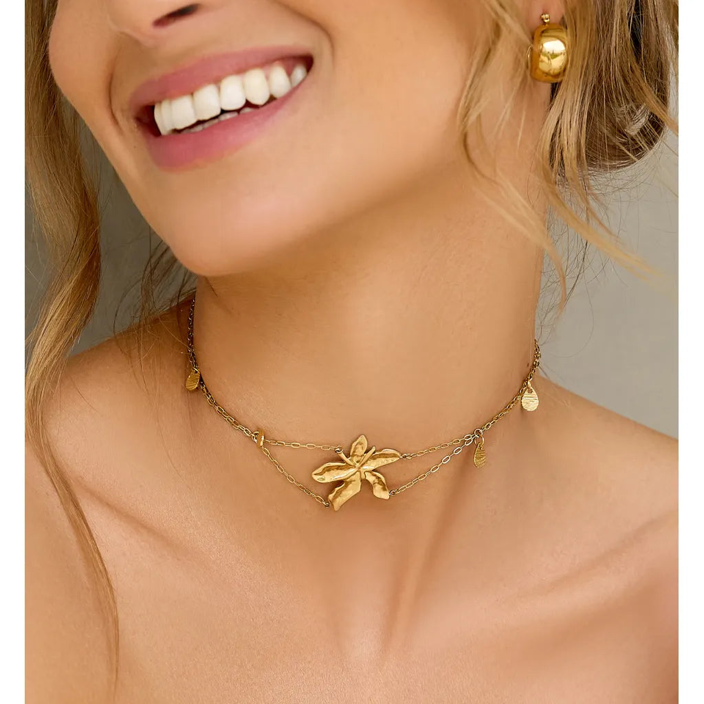 Josie Gold Flower Choker Necklace