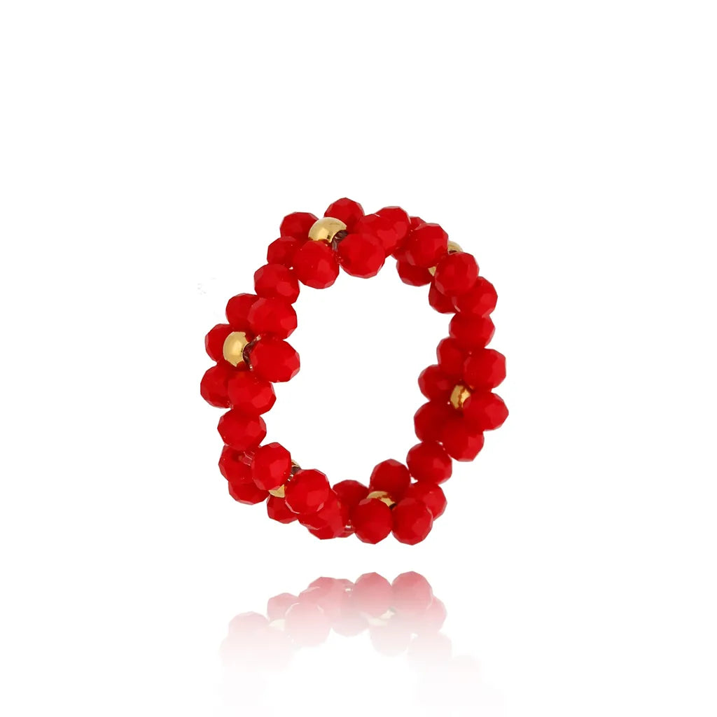 Red Flower Elastic Ring