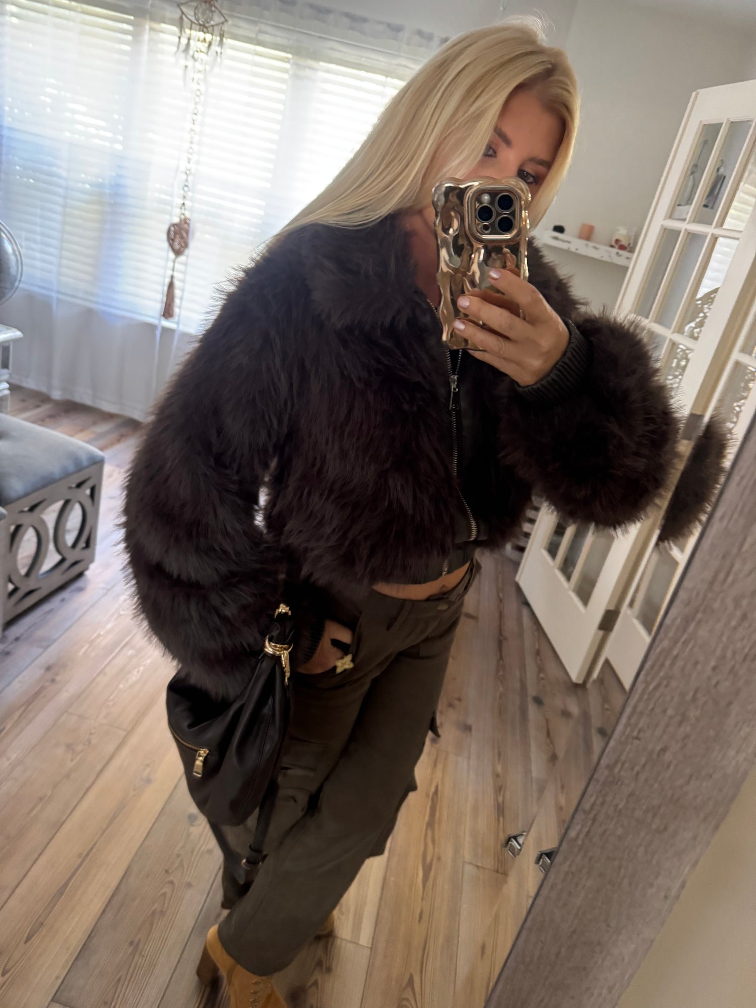 Faux Fur Plush Zippered Jacket