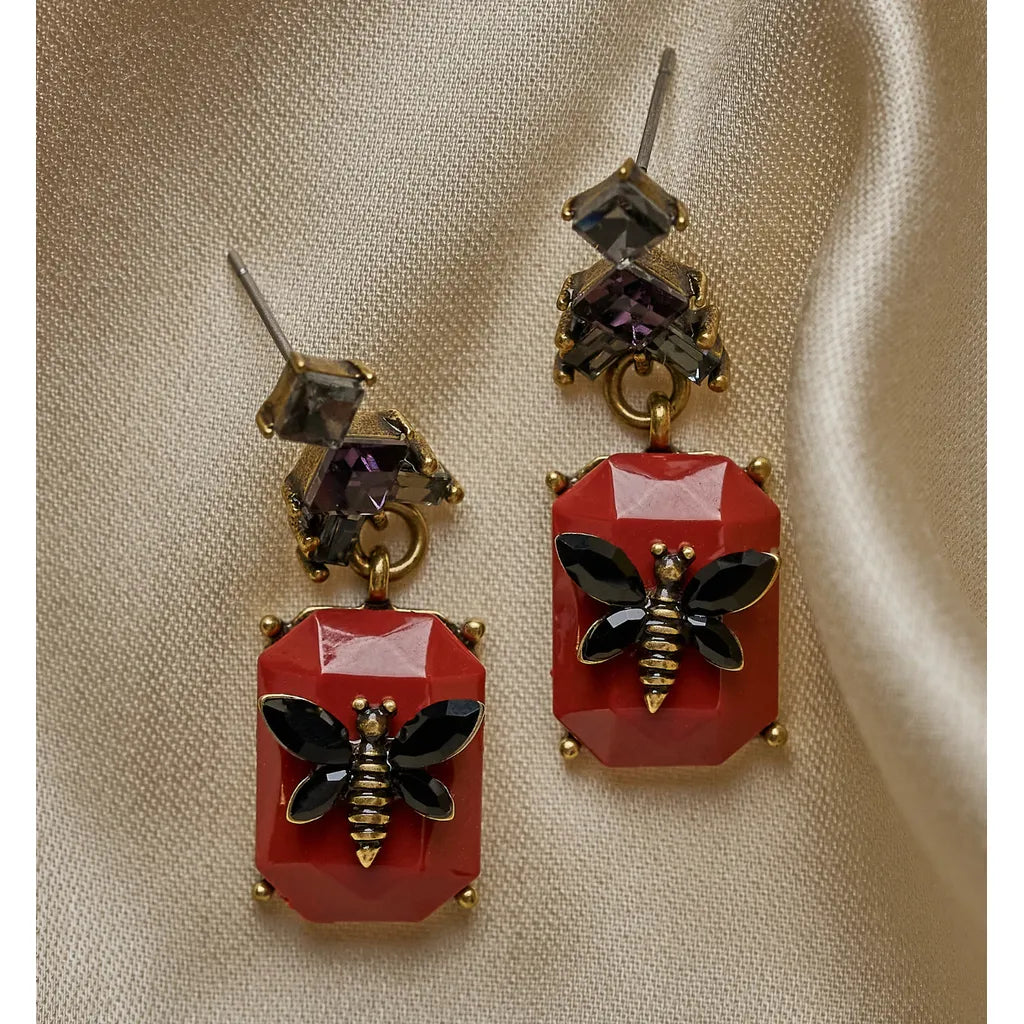 Emilie Bee Burgundy Earrings