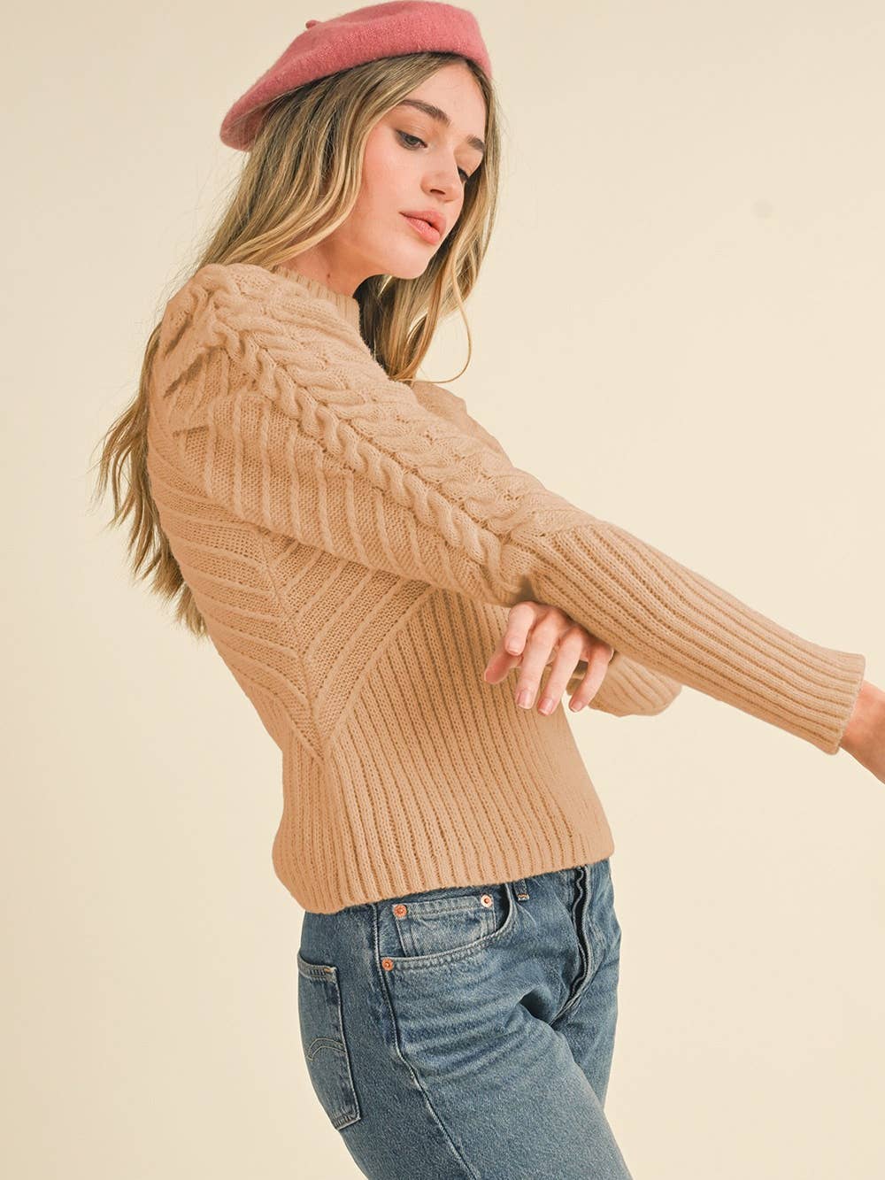 Belle Knit Beige Sweater