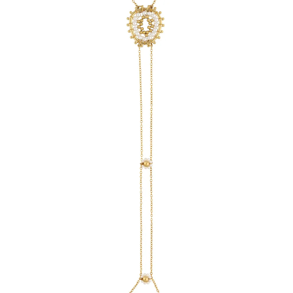 Bali White Beaded Body Chain Necklace