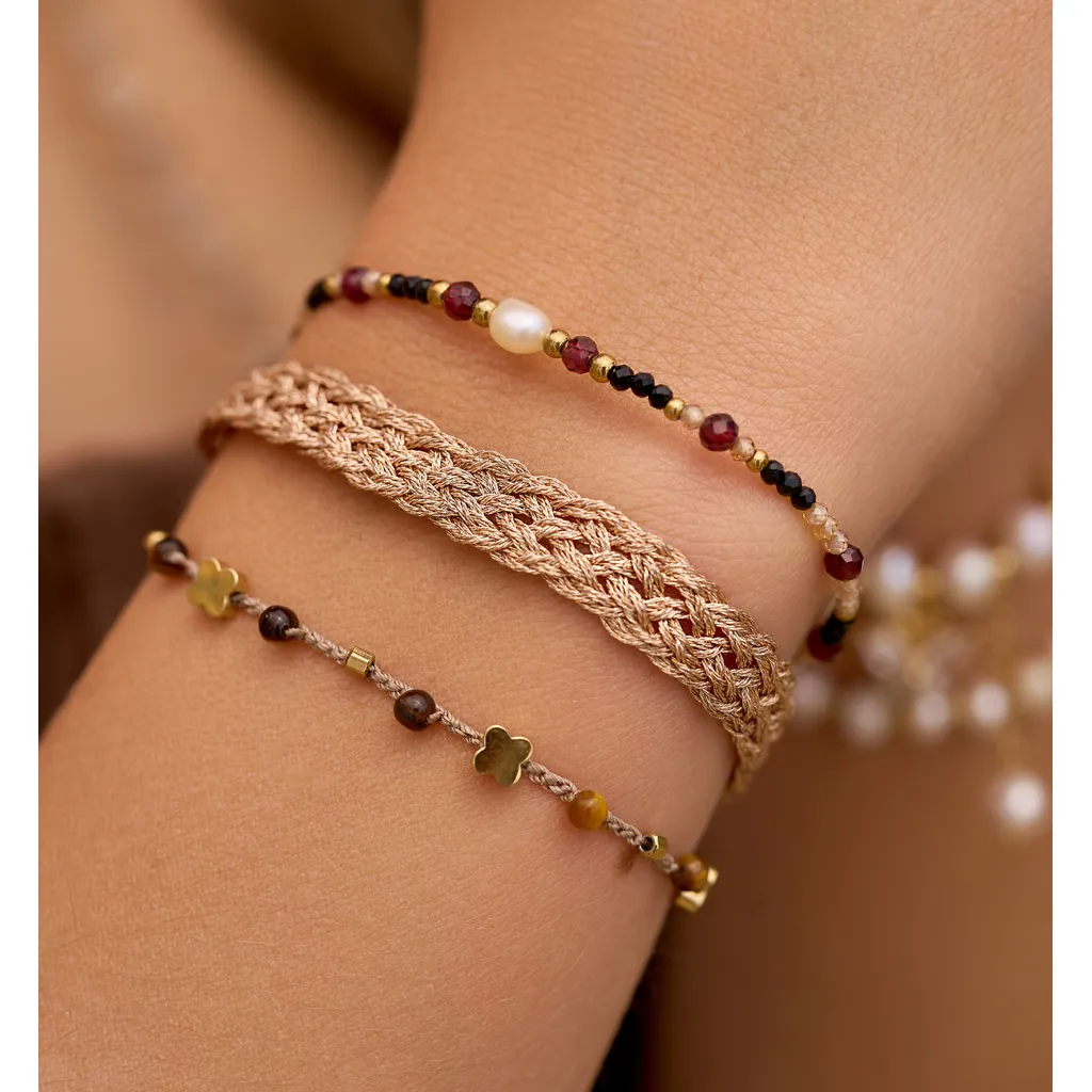 Beige Natural Stone Adjustable Bracelet