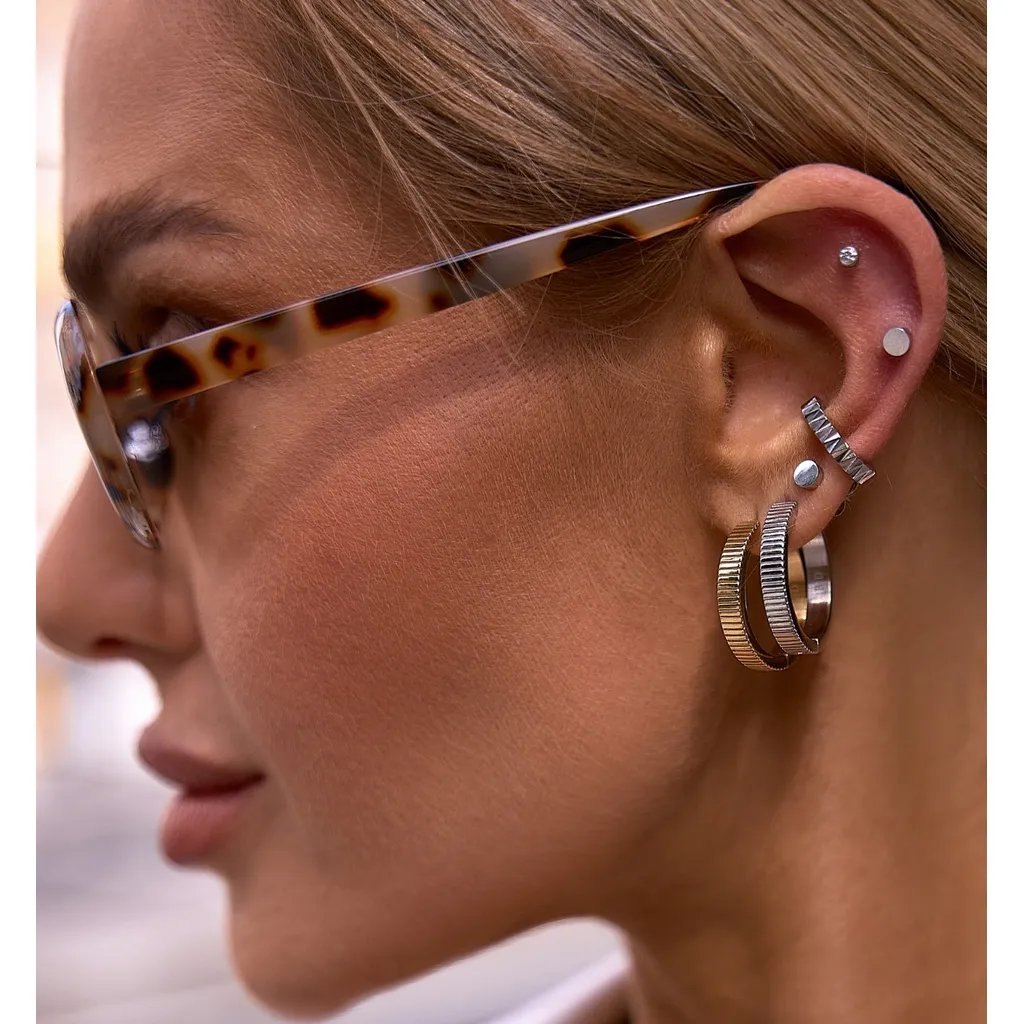 Modern Fusion Silver Hoop Earrings