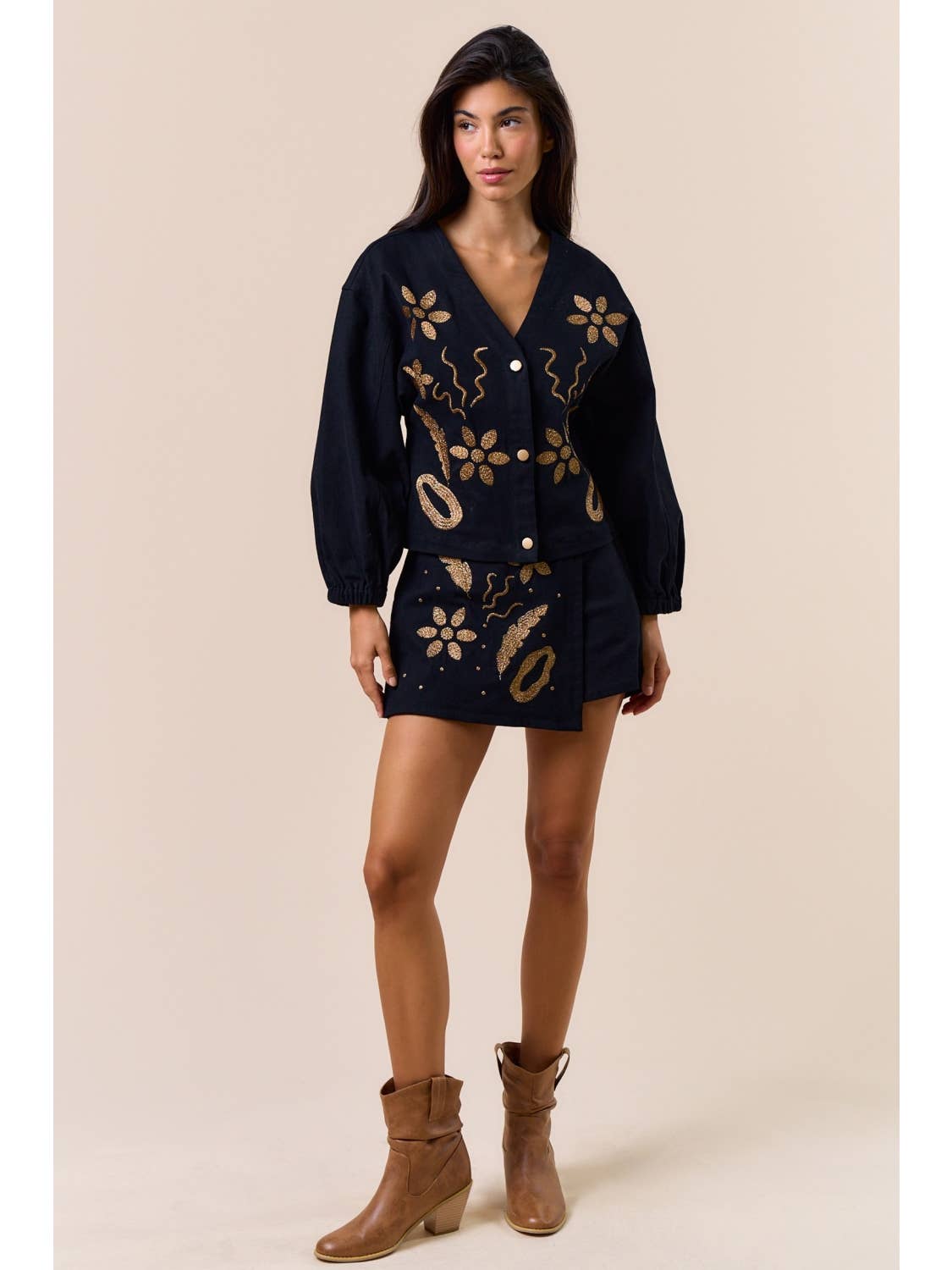 Lola Black Embroidered Set