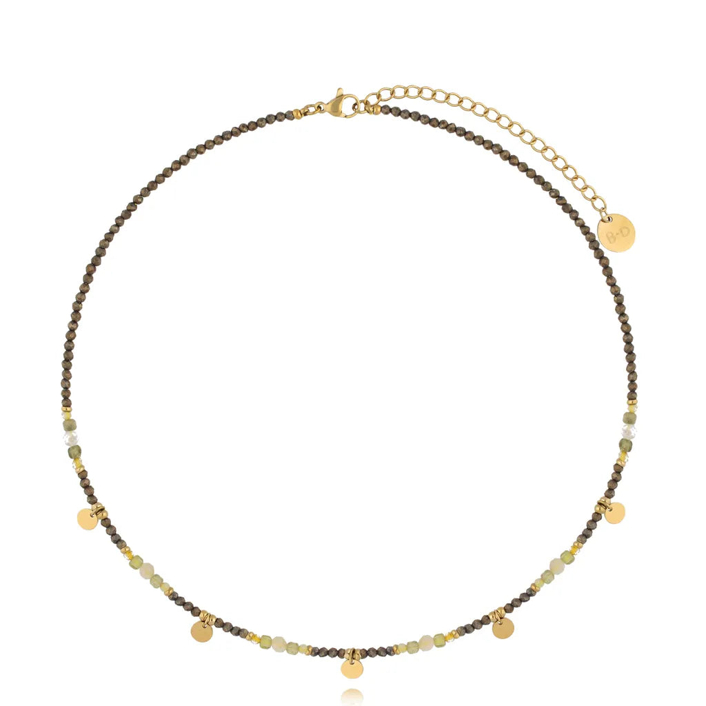 Peridot, Pyrite and Citrin Natural Stone Necklace