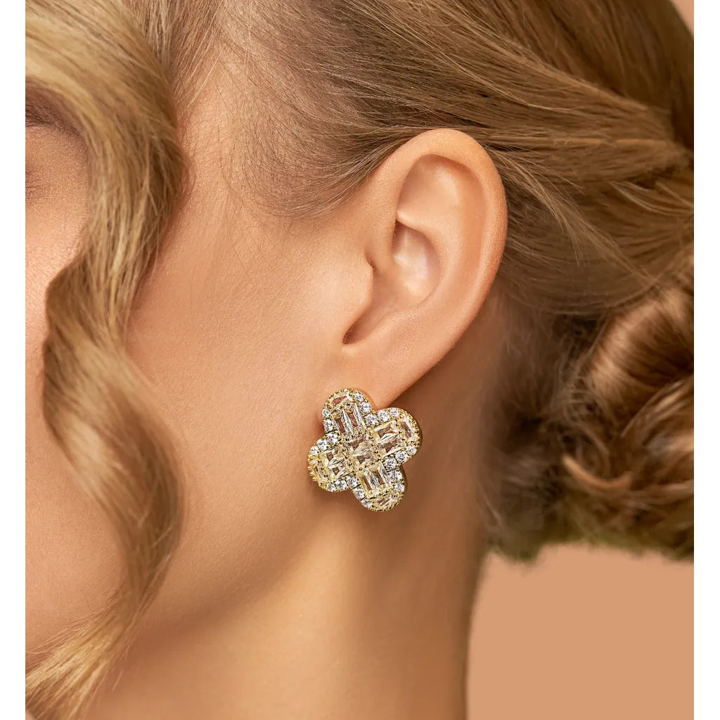 Cristal Clover Stud Earrings