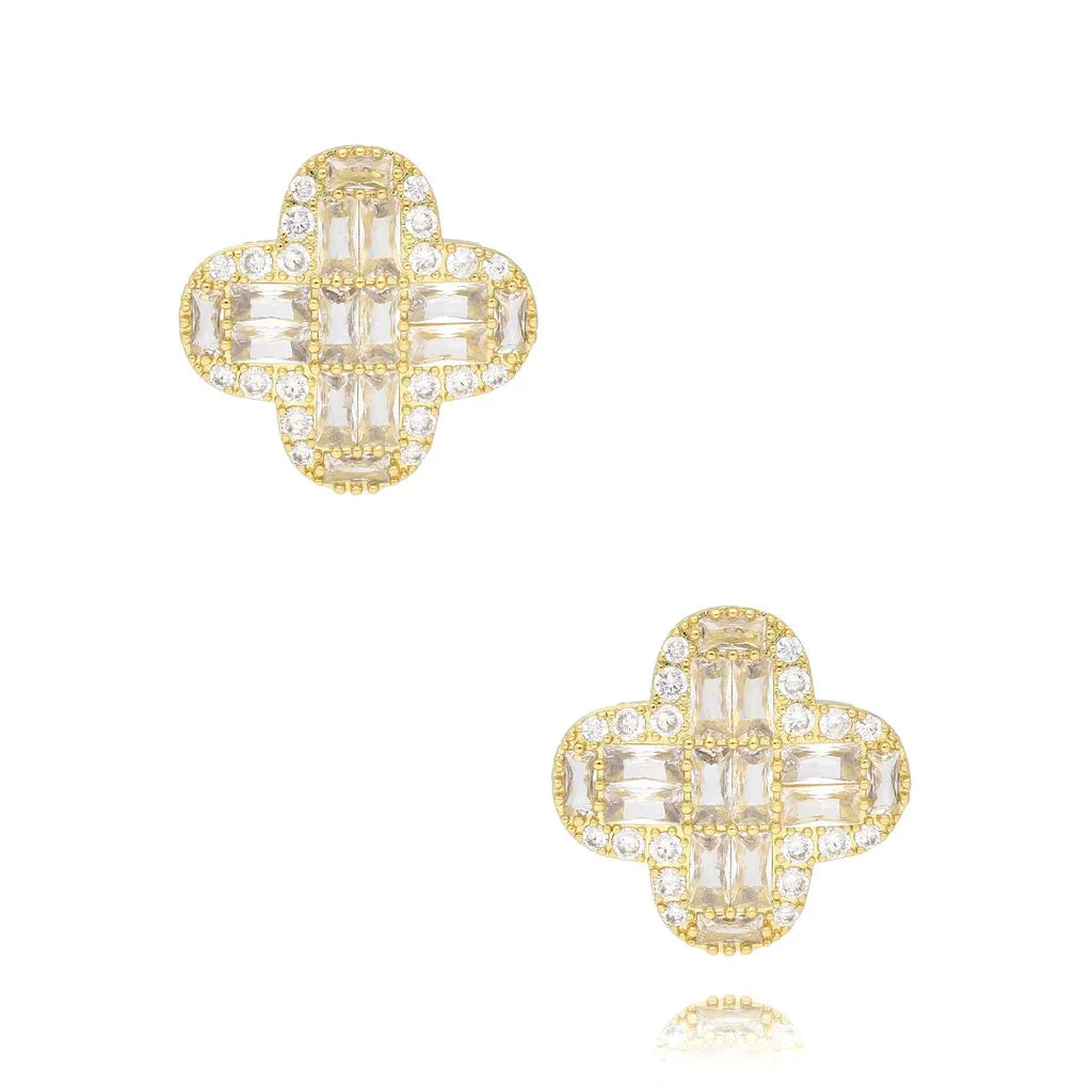 Cristal Clover Stud Earrings