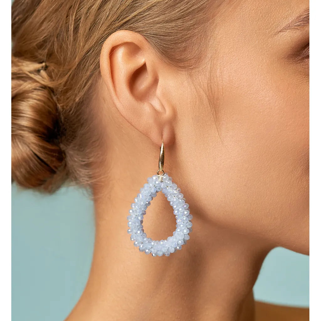 Luminous Light Blue Crystal Earrings