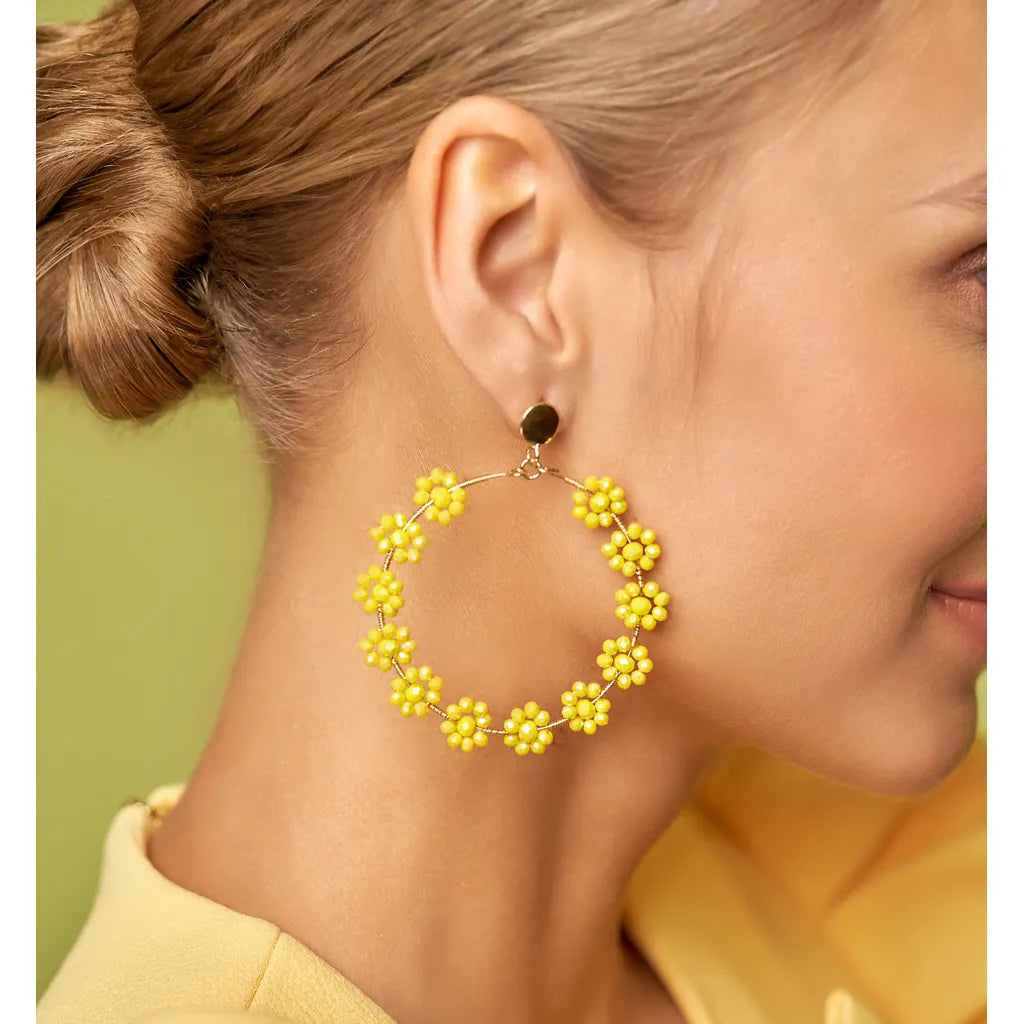 Yellow Flower Crystal Earrings Chillout