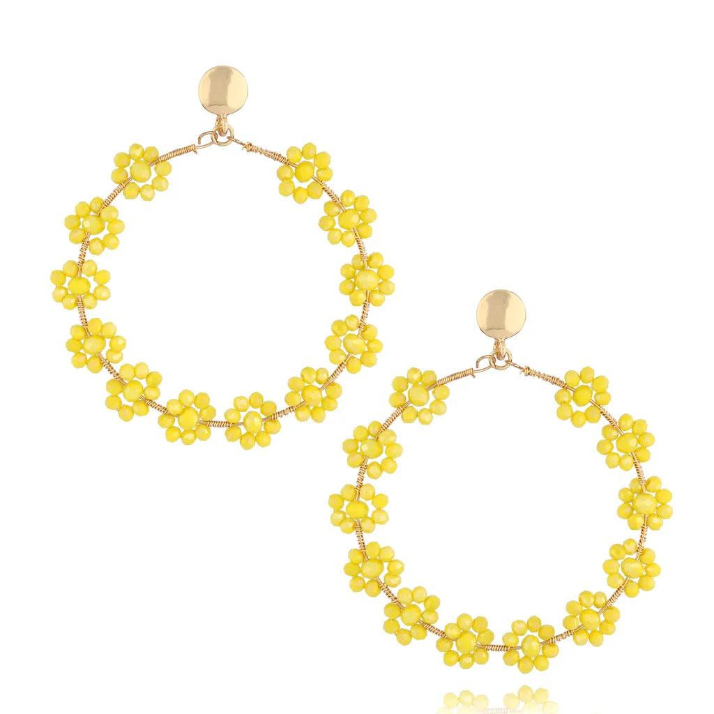 Yellow Flower Crystal Earrings Chillout