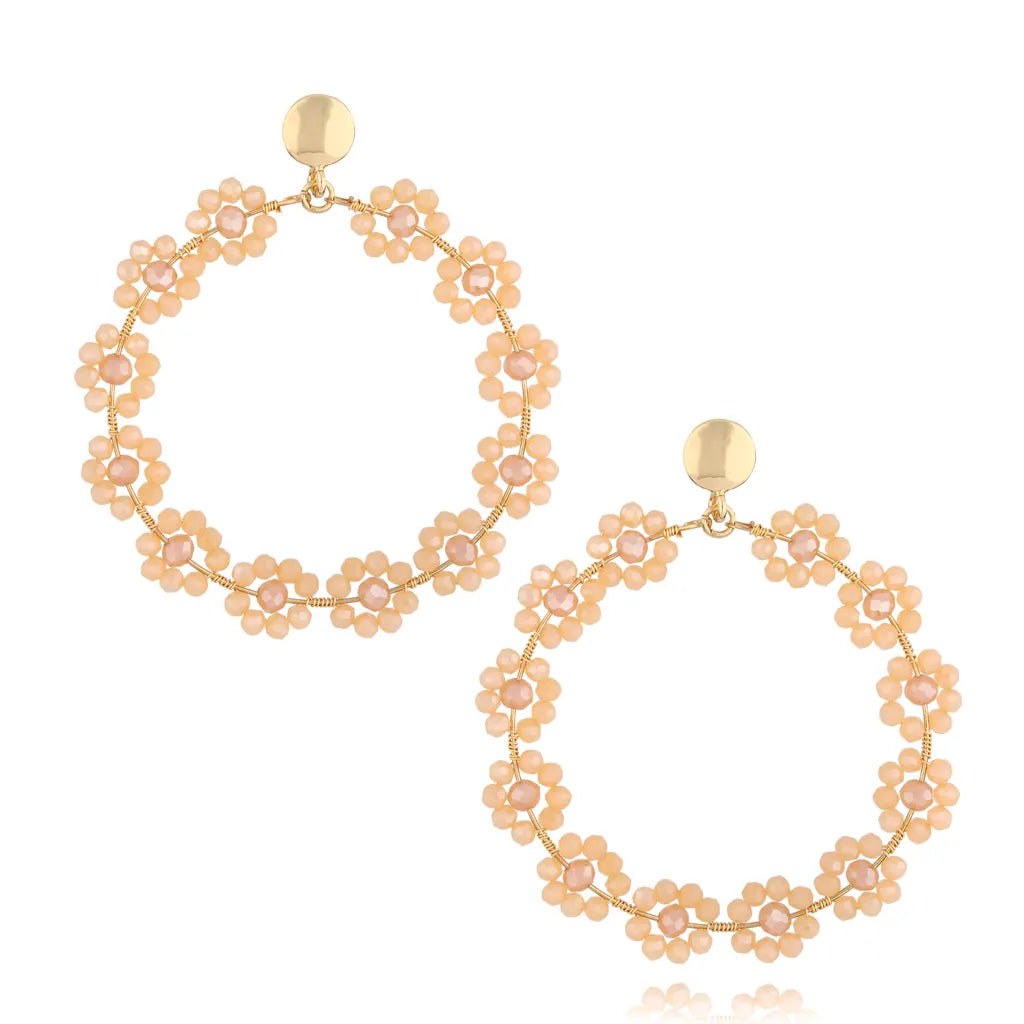 Chillout Beige Flower Crystal Earrings