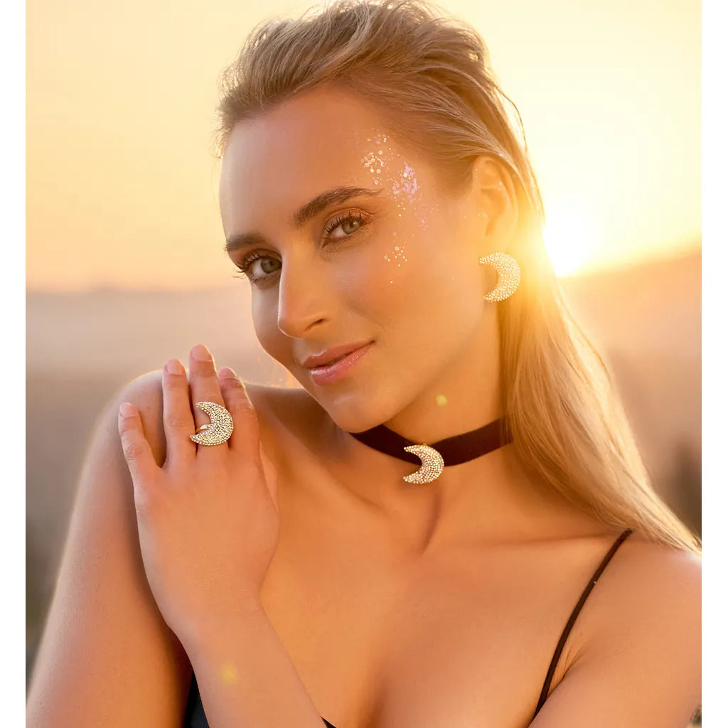 Crystal Silver  Moon Choker Fabulous