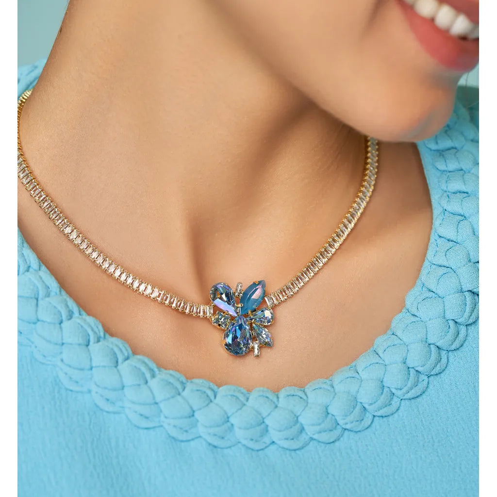 Do It For Me Blue Crystal Choker Necklace