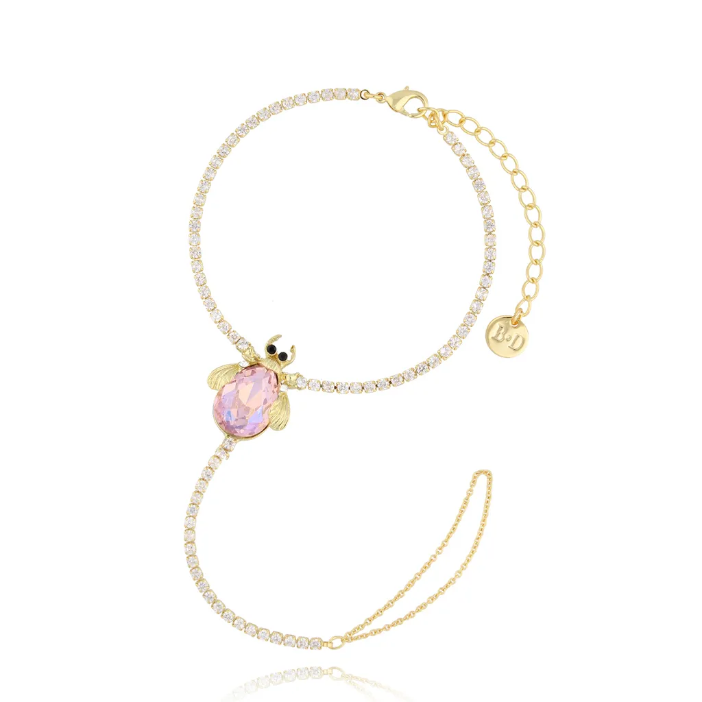 Mila Pink Beetle Ring Bracelet