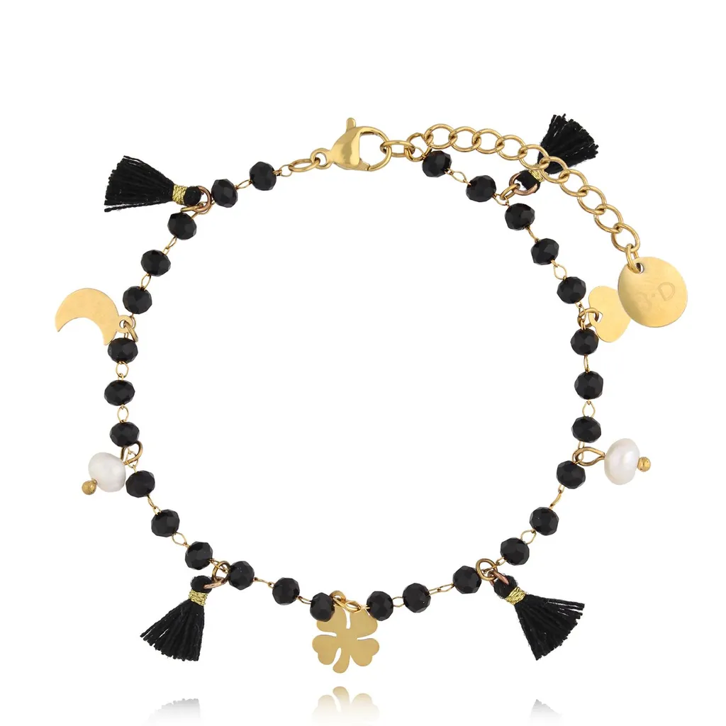 Jasmine Black Tassel Bracelet
