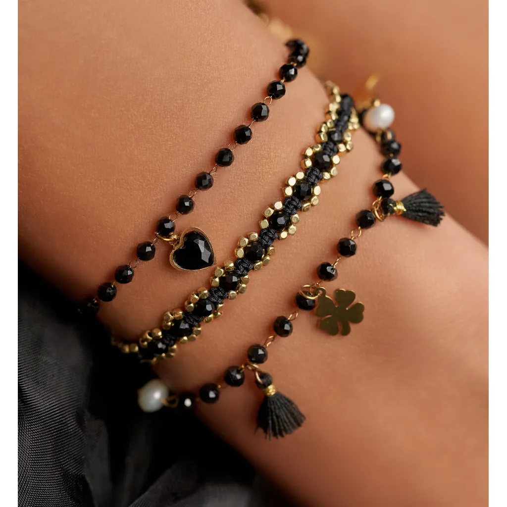 Jasmine Black Tassel Bracelet