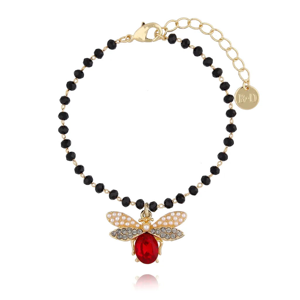 Ruby Red Beetle Bracelet