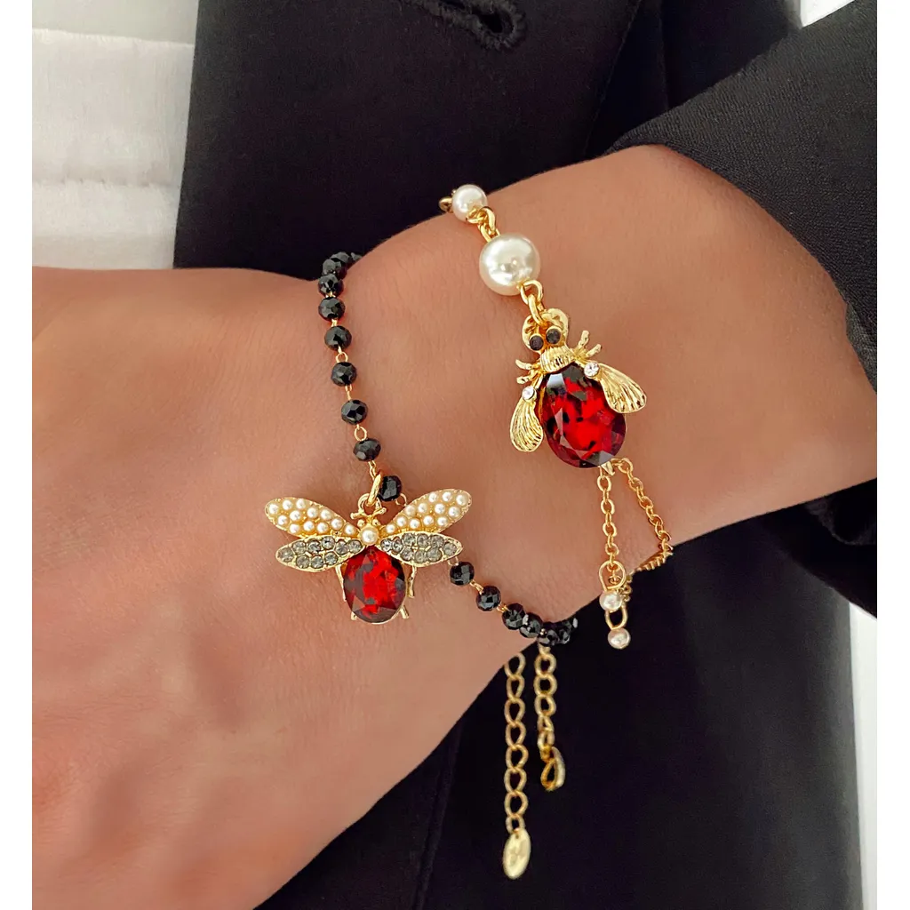 Ruby Red Beetle Bracelet