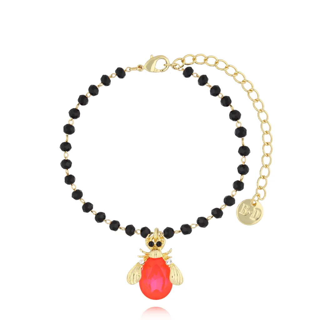 Neon Orange Beetle Bracelet